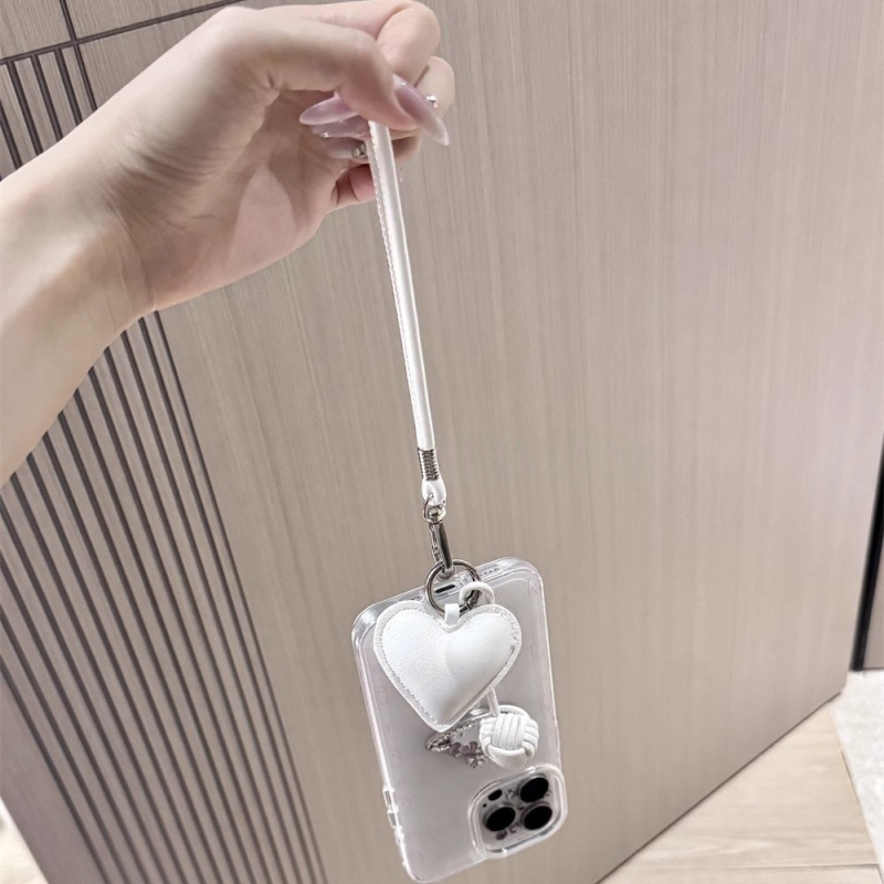 Korejskog stila ručno pleteni privjesak od umjetne kože za mobitel, srcoliki oblik, unisex, FNKO (Materijal: PU; Uže: poliester; Kopča: plastična)