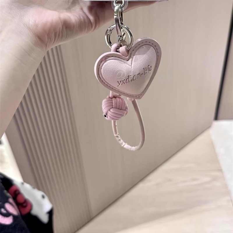 Korejskog stila ručno pleteni privjesak od umjetne kože za mobitel, srcoliki oblik, unisex, FNKO (Materijal: PU; Uže: poliester; Kopča: plastična)