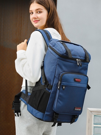 Rucsac 56-75L Oxford, rucsac de drumeție cu bretele curbate, impermeabil, potrivit pentru laptop de 13 inch