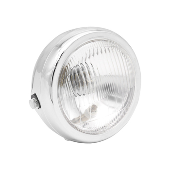 Motociklo priekinis žibintas retro apskritas metalo chromuotas JH125 35W 12V halogeninis