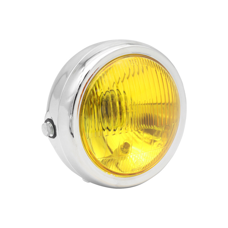 Motociklo priekinis žibintas retro apskritas metalo chromuotas JH125 35W 12V halogeninis