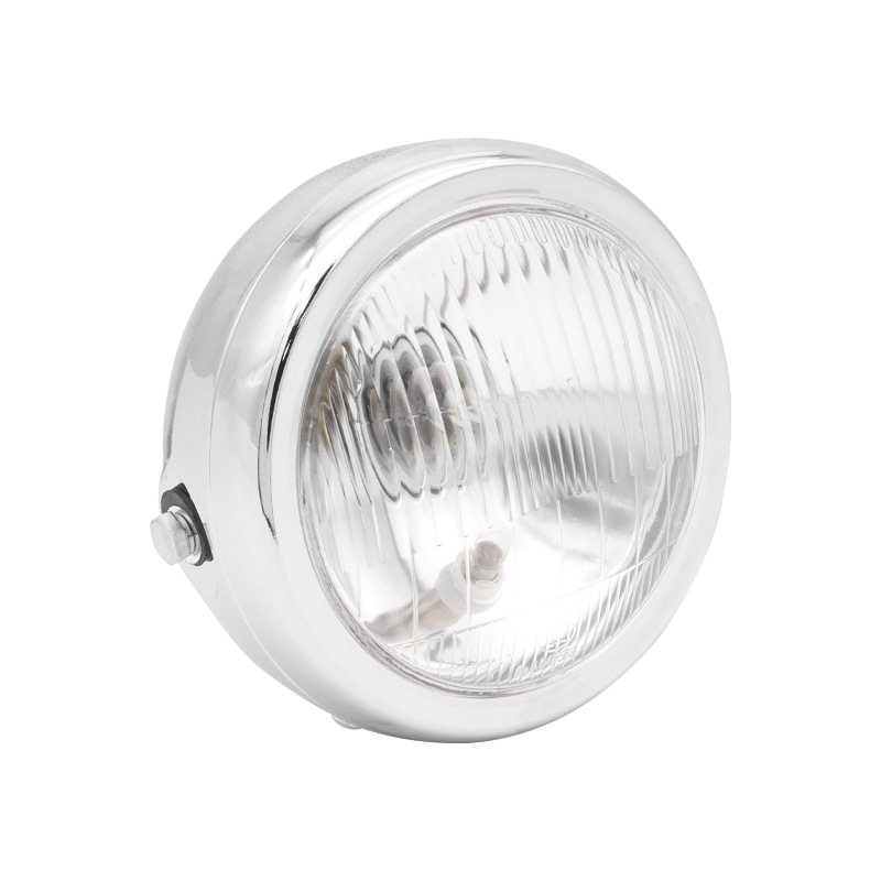 Motociklo priekinis žibintas retro apskritas metalo chromuotas JH125 35W 12V halogeninis