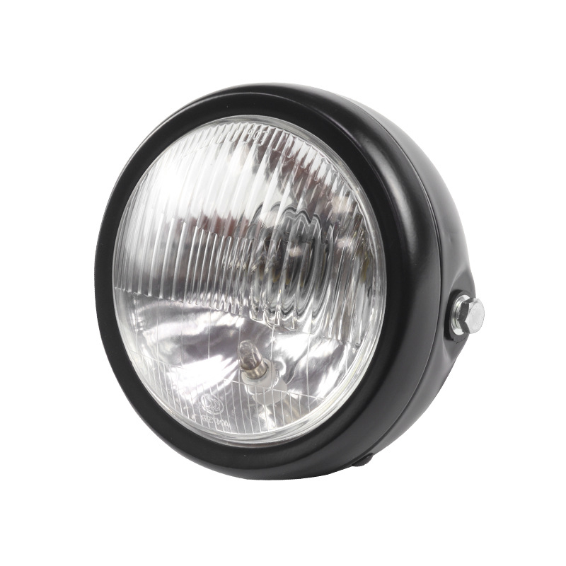 Motociklo priekinis žibintas retro apskritas metalo chromuotas JH125 35W 12V halogeninis