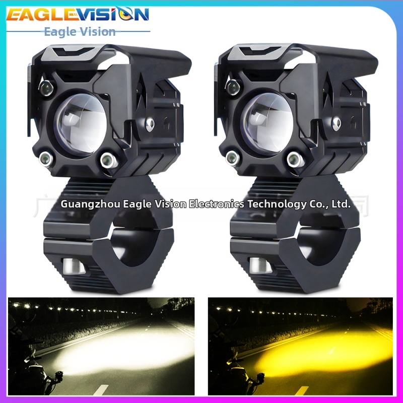 LED motocykla svetlomet - dvojitý lúč, reflexný pohár, letecký hliník, model M1