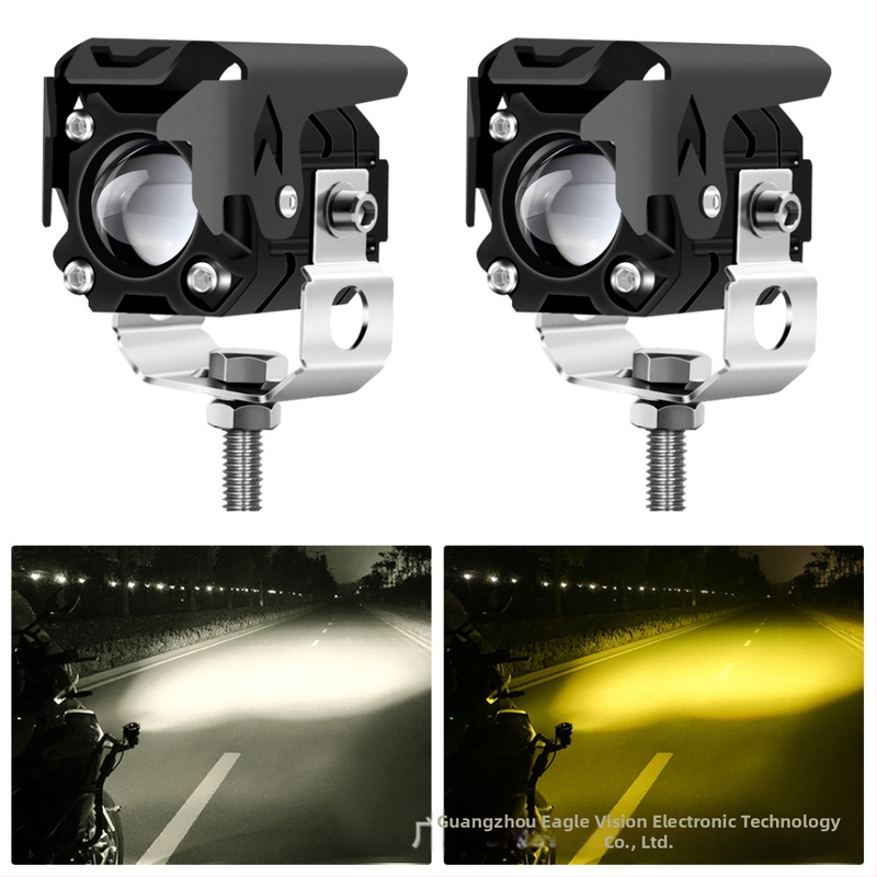 LED motocykla svetlomet - dvojitý lúč, reflexný pohár, letecký hliník, model M1