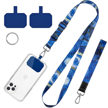 Lanyard unisex pentru telefon mobil, purtare crossbody sau la încheietură, polyester, imprimare prin transfer termic, imprimare logo disponibilă, reglabil, cataramă metalică