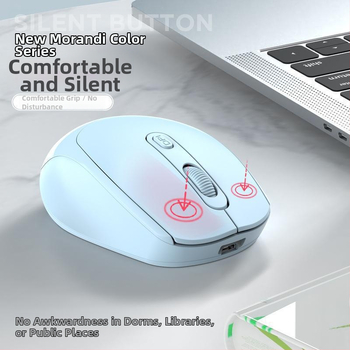 Bezdrôtová optická myš Bluetooth pre notebook, dobíjateľná, duálny režim 2.4G/Bluetooth, tichá, 1600 DPI, 4 tlačidlá