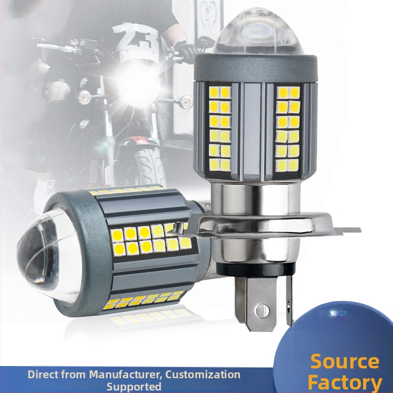 LED motocykolové predné svetlo s šošovkou H4/Ba20d – hliník, 25W, 12–80V, 5000 lm, IP67