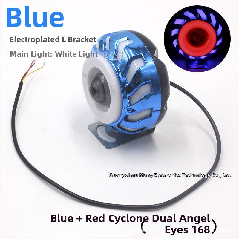 Motocyklové LED svetlo, 12V, 8W, elektroplátovaný plášť, anjelské oko a démonické oko