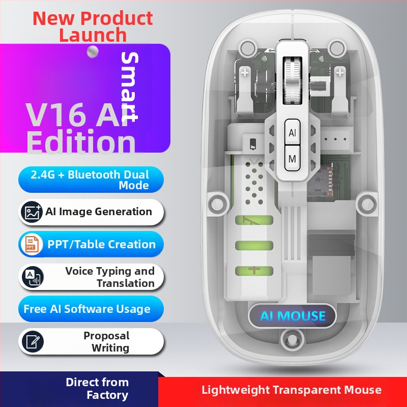 Οπτικό ασύρματο ποντίκι με 2.4G/Bluetooth, 3000 DPI, 5 πλήκτρα, USB διεπαφή, εργονομικός σχεδιασμός