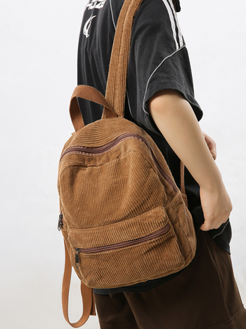 Ženski ruksak Corduroy – gradski minimalistički stil, školska torba, kapacitet ispod 20 L (Corduroy; žena; školska uporaba; kapacitet ispod 20 L; gradski stil)