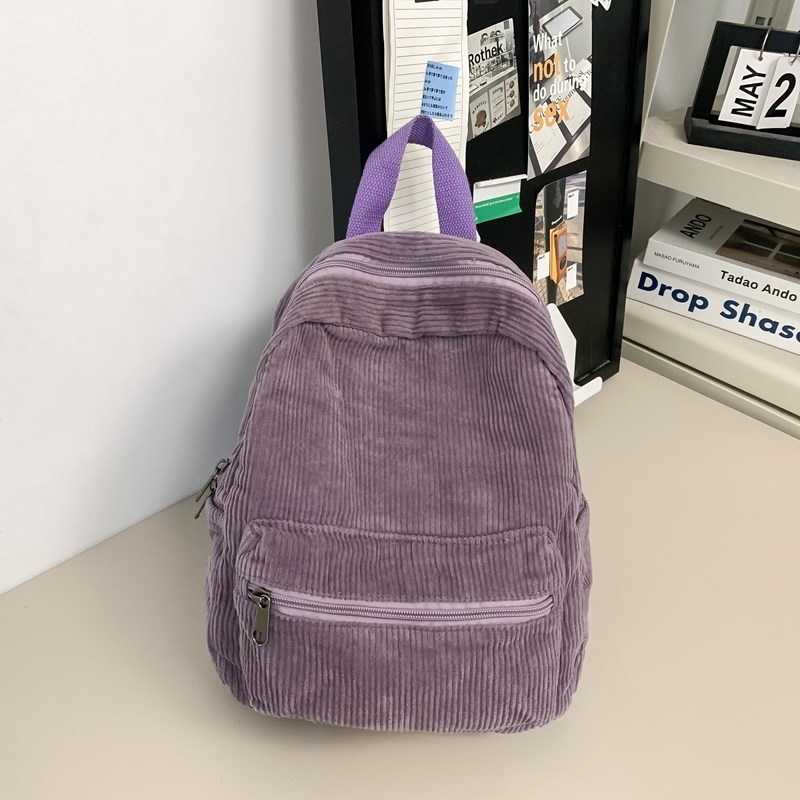 Ženski ruksak Corduroy – gradski minimalistički stil, školska torba, kapacitet ispod 20 L (Corduroy; žena; školska uporaba; kapacitet ispod 20 L; gradski stil)