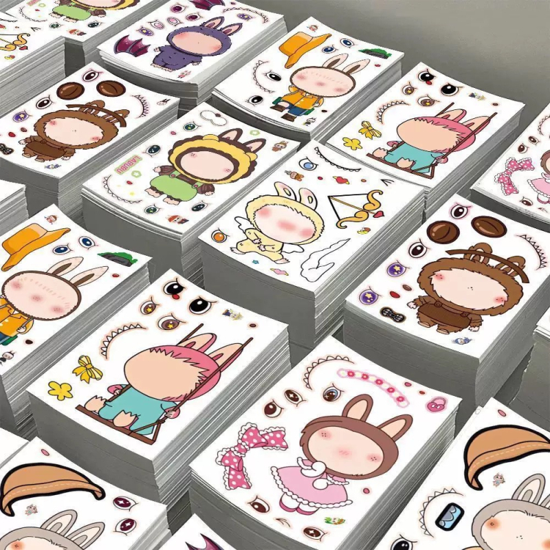 Labubu naljepnice za oblačenje za djecu — slatke crtane likove, DIY edukativne papirnate naljepnice
