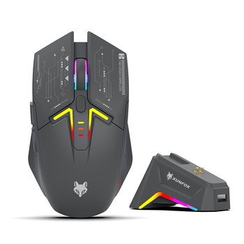 Ασύρματο ποντίκι Bluetooth διπλής λειτουργίας με RGB φωτισμό, 1600 DPI, 7 πλήκτρα, USB διεπαφή, 2.4G+Bluetooth, ενσωματωμένη επαναφορτιζόμενη μπαταρία και βάση φόρτισης