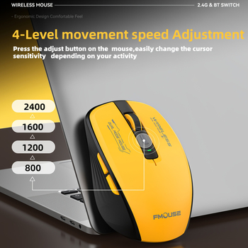 Ασύρματο οπτικό ποντίκι με διπλή λειτουργία 2.4G/Bluetooth, USB, 6 πλήκτρα, ρυθμιζόμενη ανάλυση (3 επίπεδα)