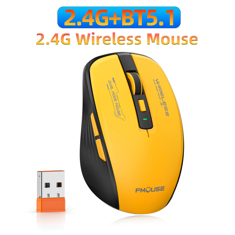 Ασύρματο οπτικό ποντίκι με διπλή λειτουργία 2.4G/Bluetooth, USB, 6 πλήκτρα, ρυθμιζόμενη ανάλυση (3 επίπεδα)