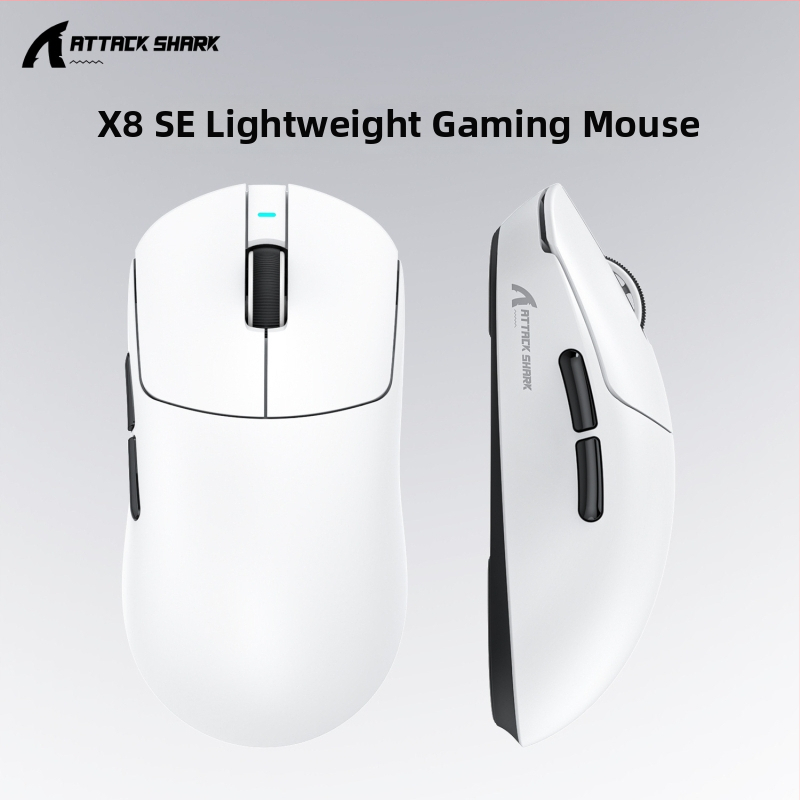 Herná myš ATTACK SHARK X8SE so 3 režimami pripojenia: kábel, 2,4 GHz a Bluetooth; 22000 DPI, 6 tlačidiel, vstavaná nabíjacia batéria