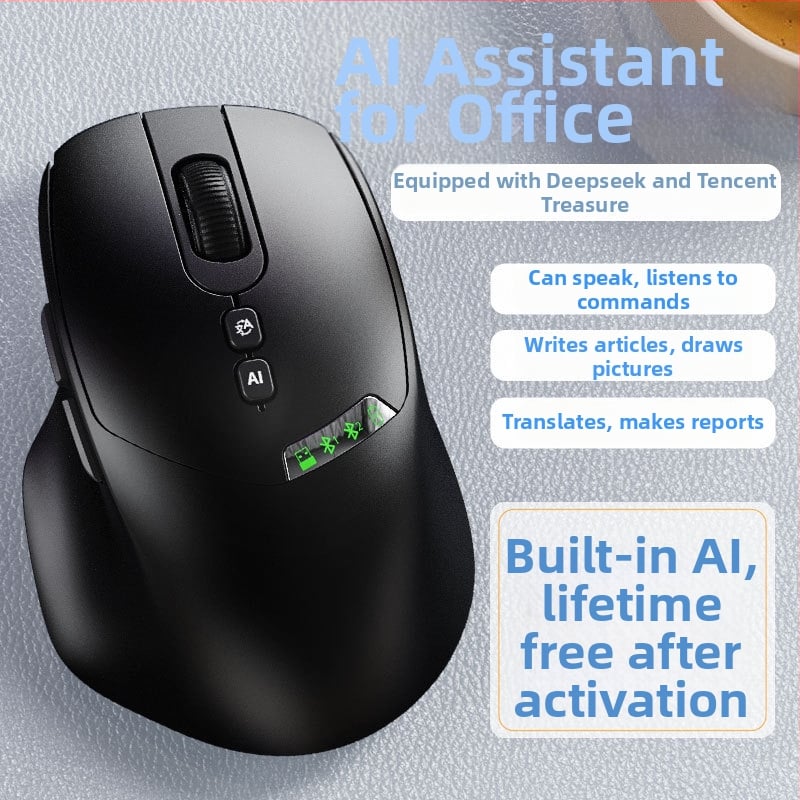 AI pametni miš s glasovnim upravljanjem, bežični, 4000dpi, 2.4G+Bluetooth, 7 tipki, USB sučelje, ugrađena baterija za punjenje
