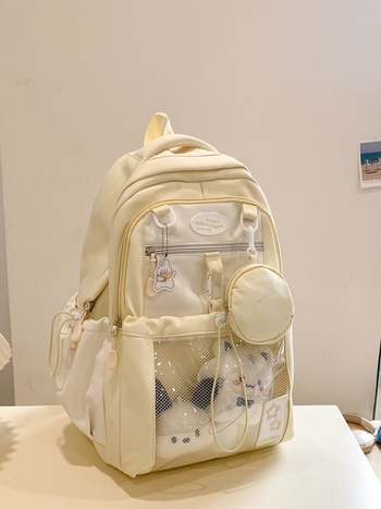 Ženski nylon ruksak za školu, 20–35L, za 15-inčni prijenosnik, prozračan, naramenice s zračnim jastukom, street style