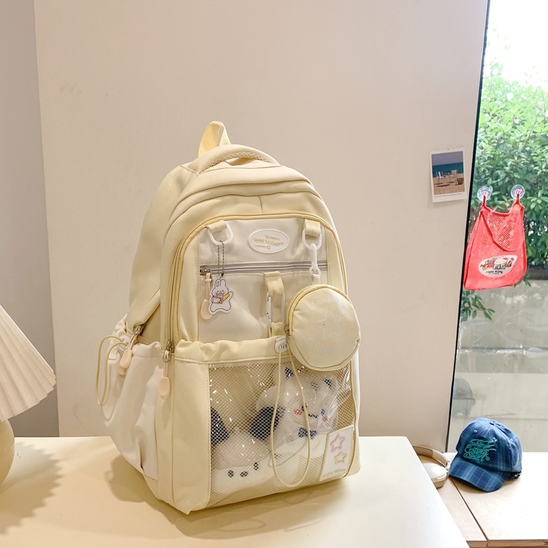 Ženski nylon ruksak za školu, 20–35L, za 15-inčni prijenosnik, prozračan, naramenice s zračnim jastukom, street style