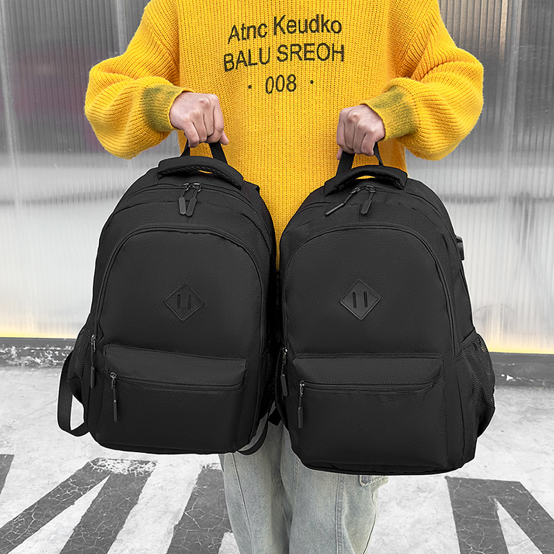 Ruksak za slobodno vrijeme, unisex, velikog kapaciteta, Oxford platno, zakrivljene naramenice, prugasti uzorak (volumen 36-55 L)