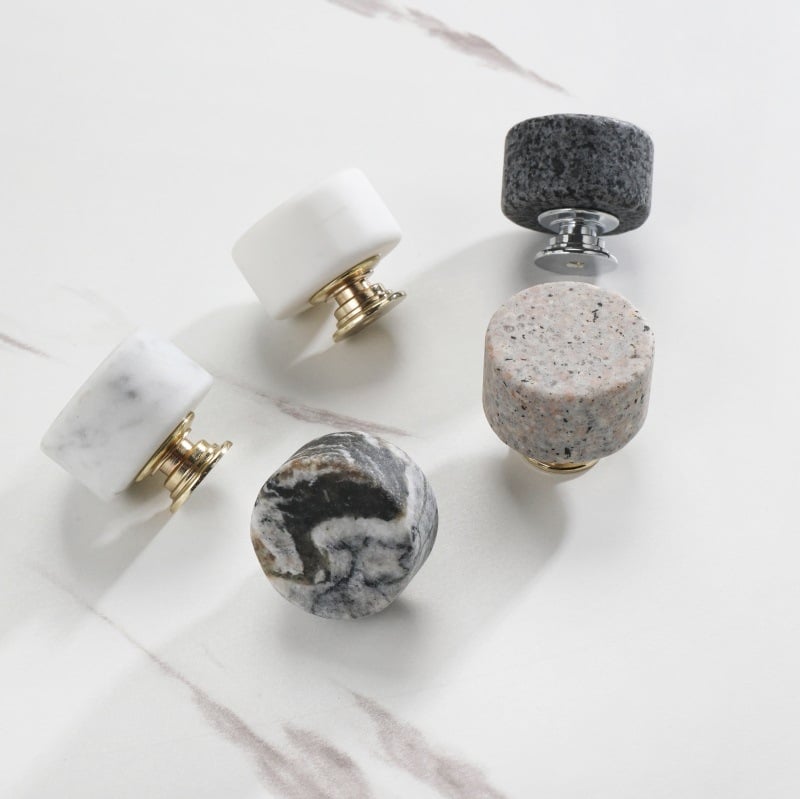 Cilindrična moderna ručka za ormar i ladicu, aluminijska legura, nordijski lagani luksuz, umjetni mramor, model Marble Handle 04