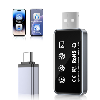 Četiri u jedan bežični CarPlay adapter: prijenos s kabelskog na bežični CarPlay zrcaljenje zaslona za Apple i Android; 6H kaljeno staklo + avionski aluminijski legura; napajanje 5V; porijeklo Shenzhen