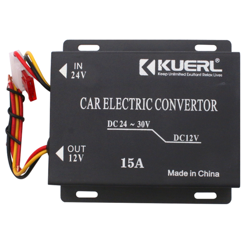 Automobilinis DC-DC keitiklis 24V į 12V, 15A/20A/30A, 120–360W, modeliai K-10A/K-15A/K-20A/K-30A