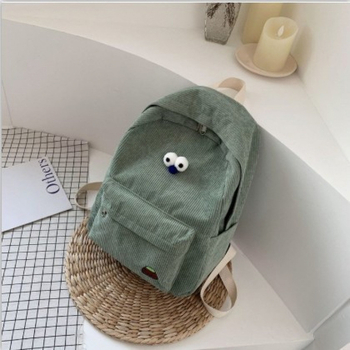 Corduroy ruksak unisex – Kapacitet ispod 20L, poliester podstava, zakrivljene naramenice