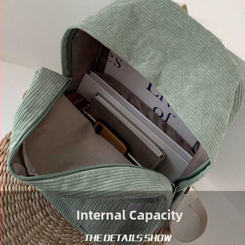 Corduroy ruksak unisex – Kapacitet ispod 20L, poliester podstava, zakrivljene naramenice