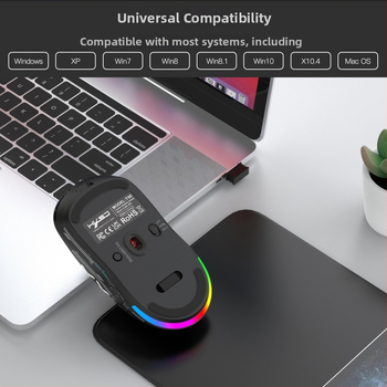 Optická myš so tromi režimami pripojenia: 2.4G/BT5.3/wired, 3600 dpi, 6 tlačidiel, ergonomický dizajn
