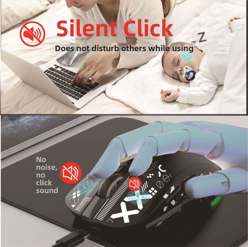 Optická myš so tromi režimami pripojenia: 2.4G/BT5.3/wired, 3600 dpi, 6 tlačidiel, ergonomický dizajn