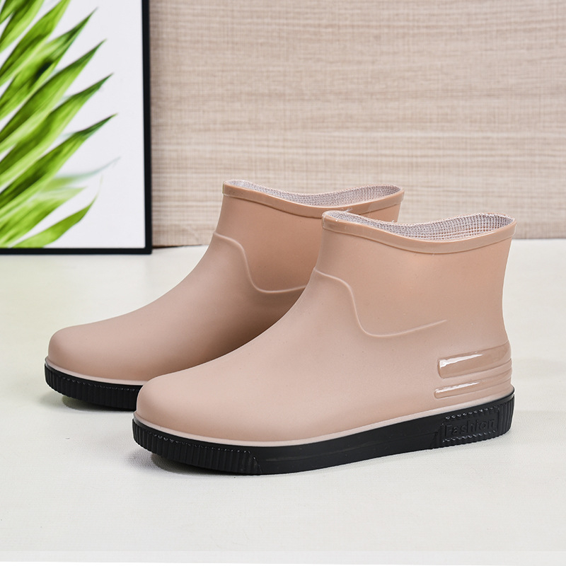 Ženske PVC čizme za kišu, niski štih, 1–3 cm visok potplat, protuklizna podplat, uzorak s slovima, za sve sezone