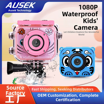 Mini detská vodotesná športová kamera — CMOS senzor 12MP 1/2.3 inch; vodotesná, prachotesná, proti pádu; 2.0 palcový HD LCD displej; 80 minút batérie; TF karta úložisko