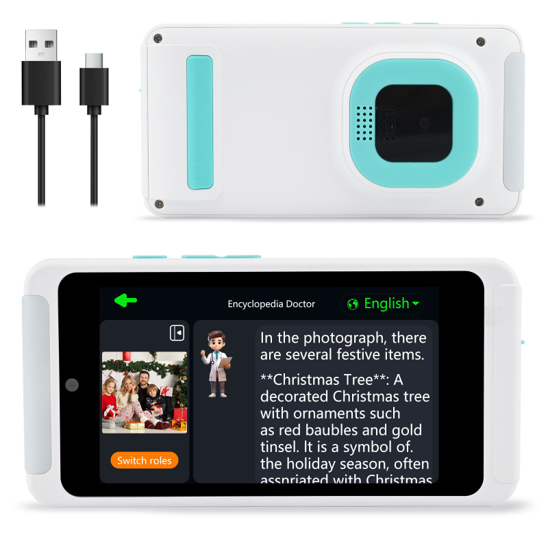 Cameră AI pentru selfie cu senzor CMOSS de 8MP, zoom optic 4x, zoom digital 4x, rezoluție maximă 3650x2190, ecran tactil