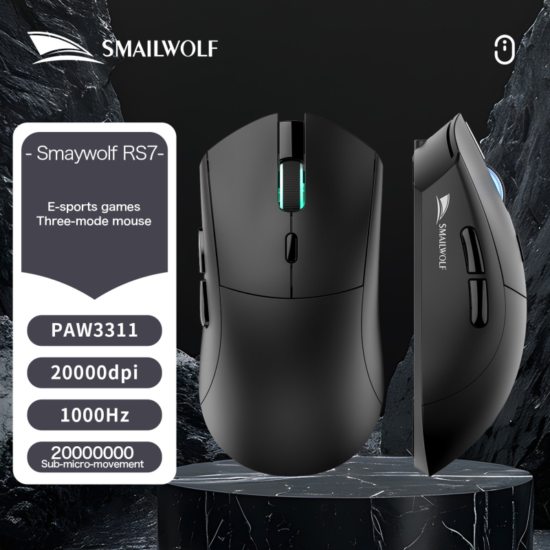 Smailwolf RS7 mouse de gaming wireless, trei moduri, 10000 DPI, 6 butoane, USB, 2.4G + Bluetooth