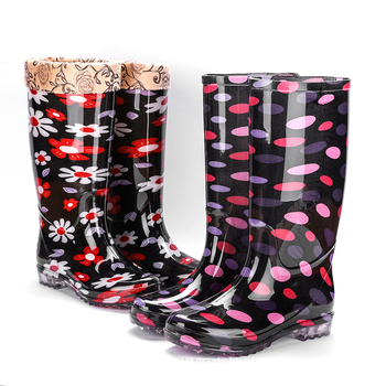 Ženske kišne čizme od PVC, visok cilindar, cvjetni uzorak, niski pet 1-3 cm, za sve sezone