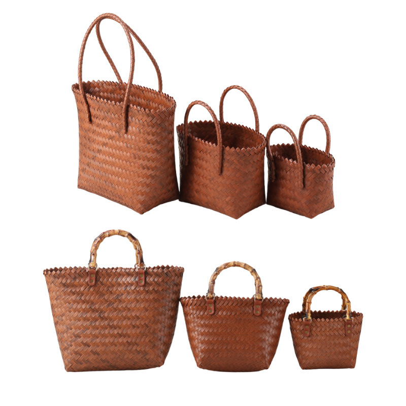 Geantă din paie împletită manual, stil de călătorie relaxat, formă verticală pătrată, buzunar interior cu fermoar, deschidere deschisă