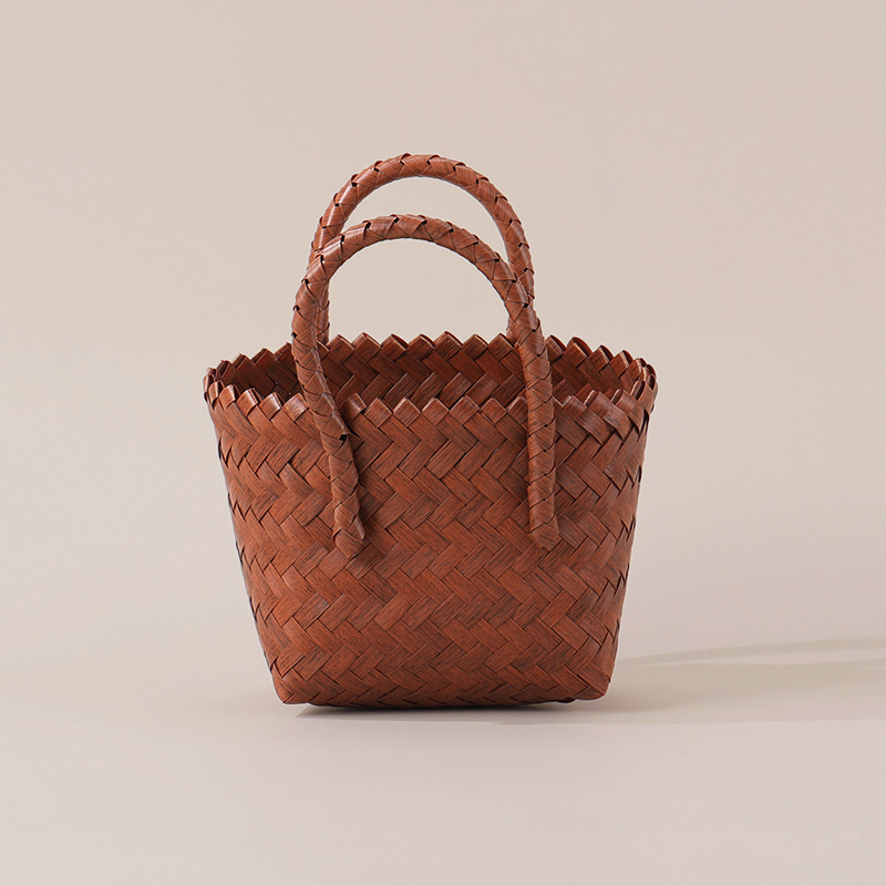 Geantă din paie împletită manual, stil de călătorie relaxat, formă verticală pătrată, buzunar interior cu fermoar, deschidere deschisă