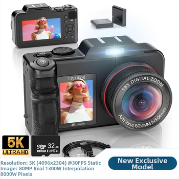 Peegelkaamerata kaamera — 14 MP CCD sensor, 18x optiline zoom, maks. resolutsioon 4096×2304, 3,5-tolline LCD