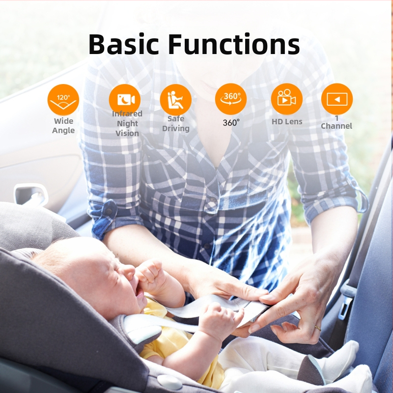 Automašīnas bērnu monitors, automašīnas kamera, 1080P video ieraksts, vienkanālu monitors