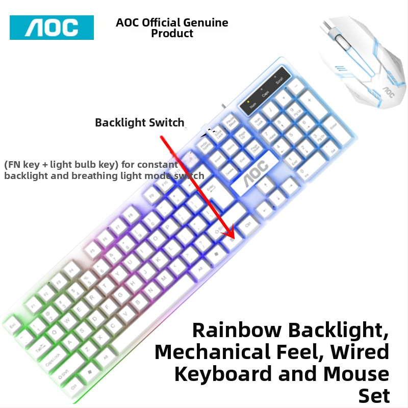 Set hernej klávesnice a myši - 104 kláves, káblové pripojenie, podsvietenie, ABS materiál, technológia Crater Architecture