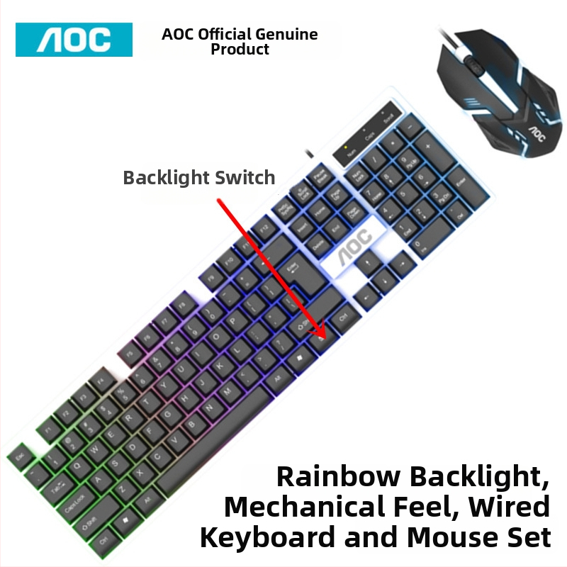 Set hernej klávesnice a myši - 104 kláves, káblové pripojenie, podsvietenie, ABS materiál, technológia Crater Architecture