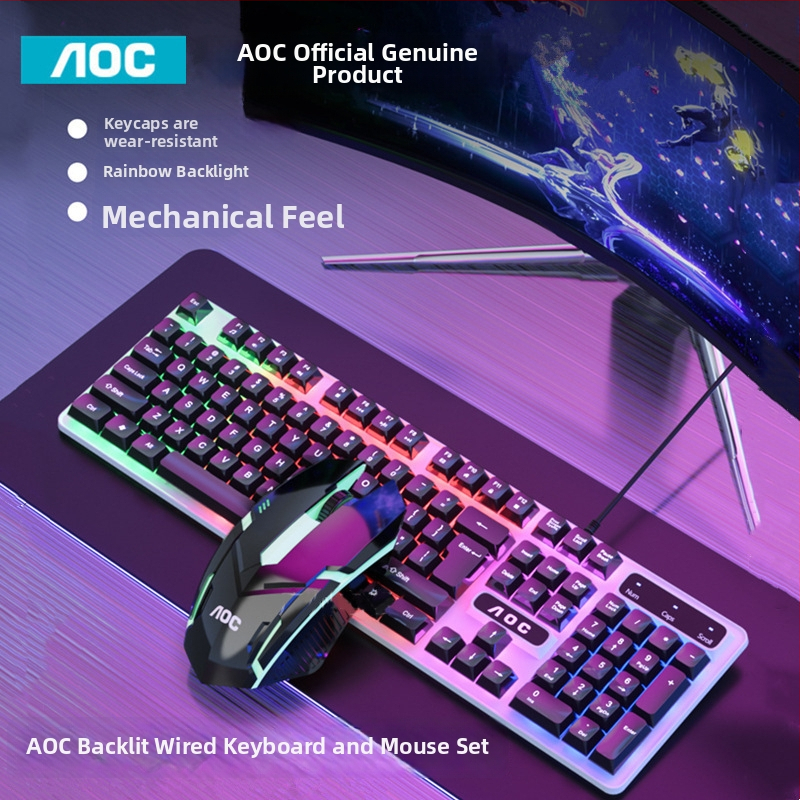 Set hernej klávesnice a myši - 104 kláves, káblové pripojenie, podsvietenie, ABS materiál, technológia Crater Architecture