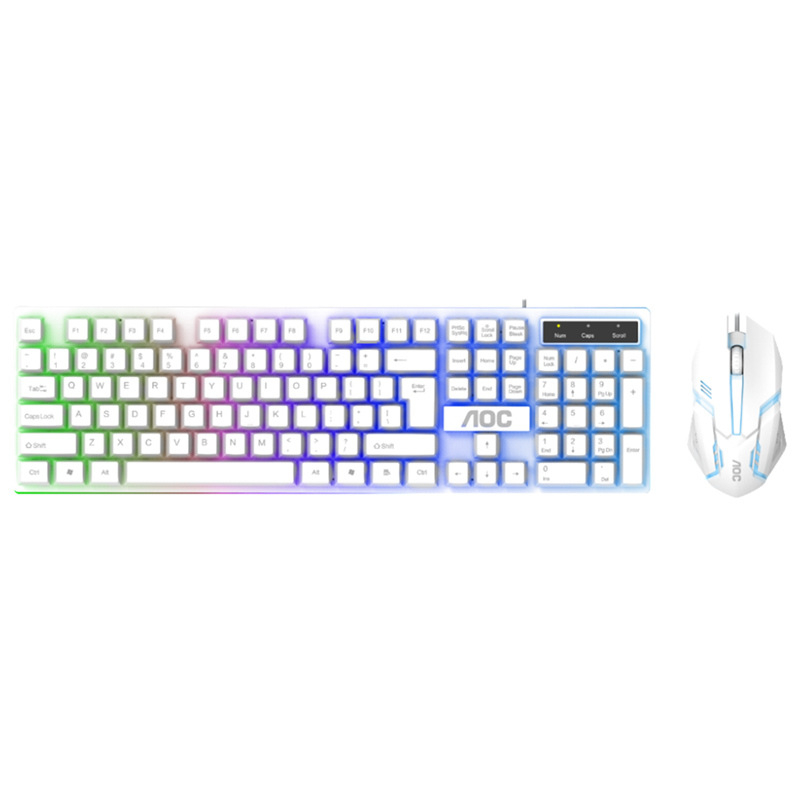 Set Tastatură și Mouse pentru gaming - 104 taste, cablu, iluminat, material ABS, tehnologie Crater Architecture