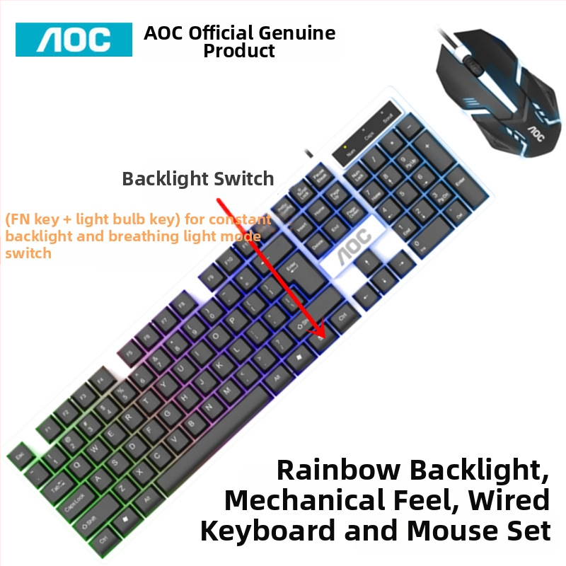 Set hernej klávesnice a myši - 104 kláves, káblové pripojenie, podsvietenie, ABS materiál, technológia Crater Architecture