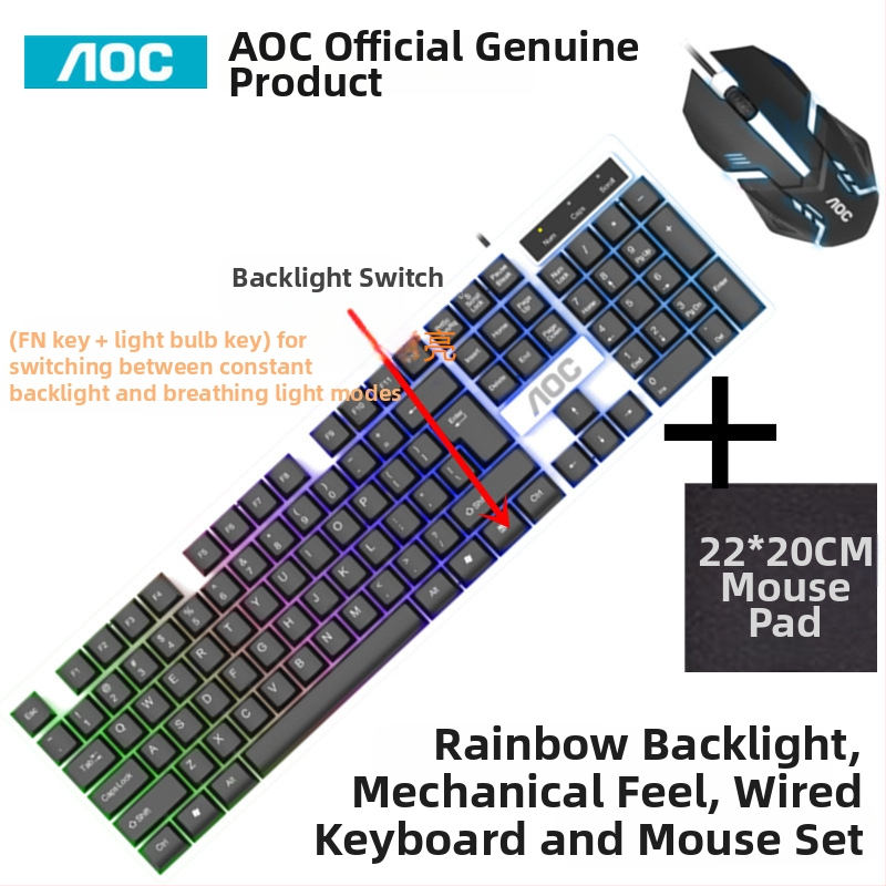 Set hernej klávesnice a myši - 104 kláves, káblové pripojenie, podsvietenie, ABS materiál, technológia Crater Architecture