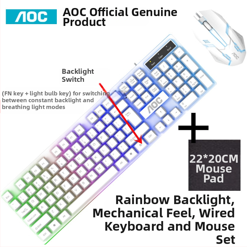 Set hernej klávesnice a myši - 104 kláves, káblové pripojenie, podsvietenie, ABS materiál, technológia Crater Architecture