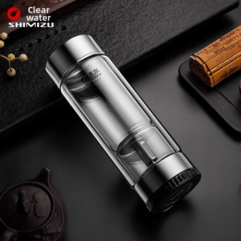 Dvejų sienelių stiklinė arbatos puodelis su vandens atskyrimo funkcija, iš aukštos borosilikatinio stiklo, uždaras ir šiluminė izoliacija