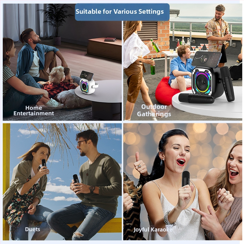 V11 bezdrôtový Bluetooth mini reproduktor s mikrofónom – karaoke zvukový systém, všetko v jednom, prenosný stolný subwoofer